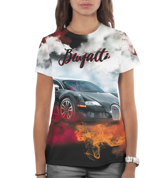 Женская футболка с изображением Bugatti Veyron цвета Белый
