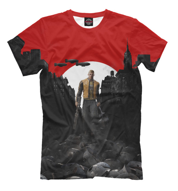 Мужская футболка с изображением Wolfenstein II: The New Colossus цвета Черный