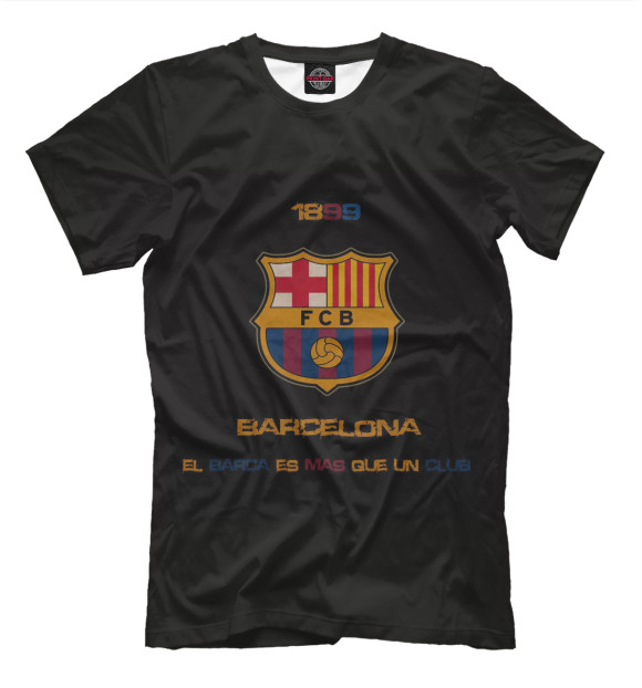 Мужская футболка с изображением FC Barсelona цвета Черный