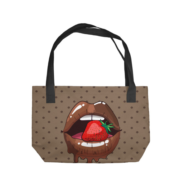 Пляжная сумка с изображением Шоколадные губы цвета 