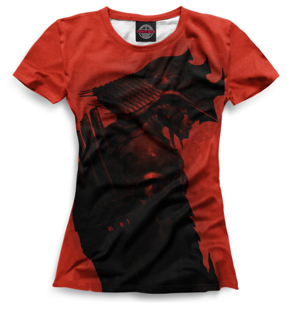 Женская футболка с изображением Самурай цвета Красный