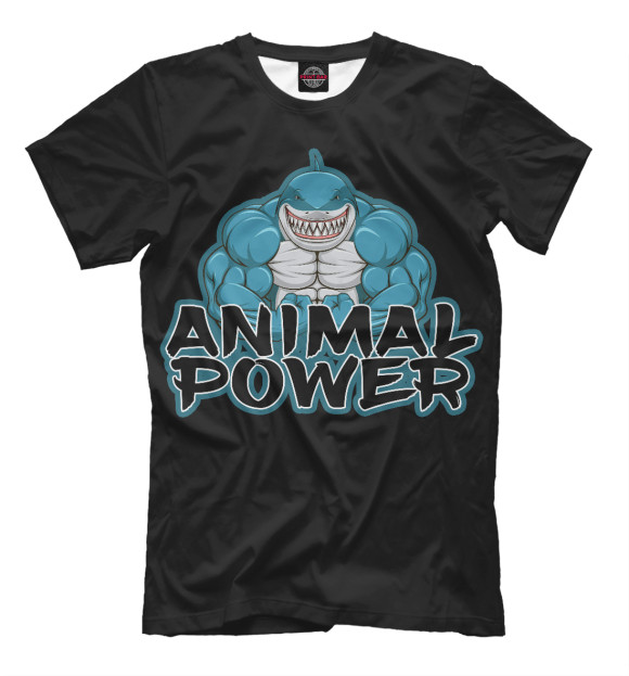 Мужская футболка с изображением Animal power цвета Черный