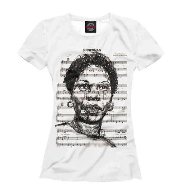 Женская футболка с изображением Nina Simone цвета Белый