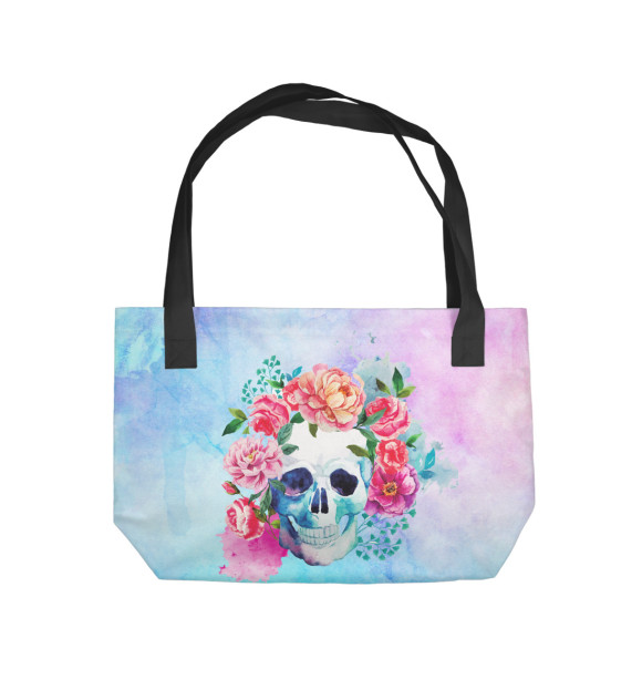 Пляжная сумка с изображением Череп в цветах цвета 