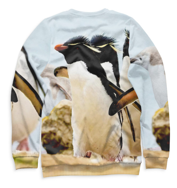 Мужской свитшот с изображением Хохлатые пингвины цвета Белый