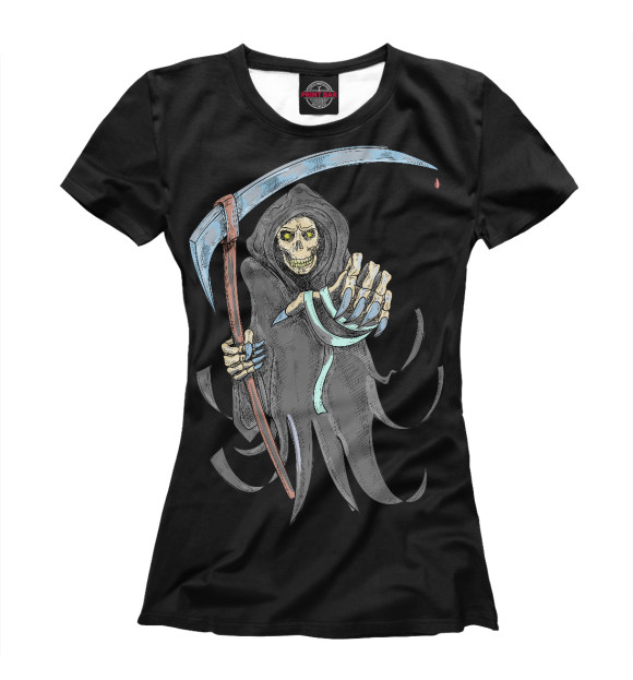 Женская футболка с изображением Смерть с косой цвета Белый