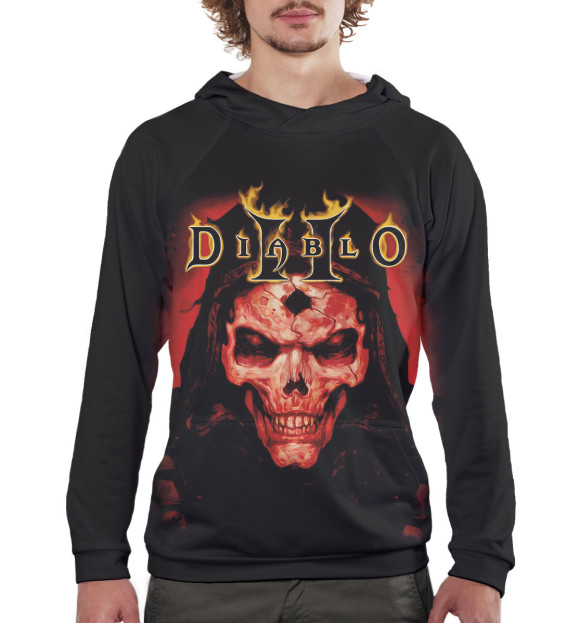 Мужское худи с изображением Diablo II цвета Белый