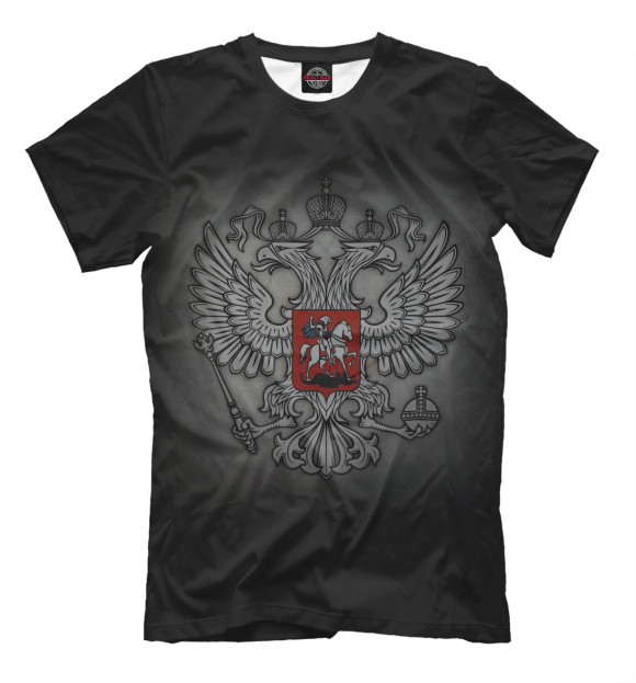 Мужская футболка с изображением Герб России цвета Черный