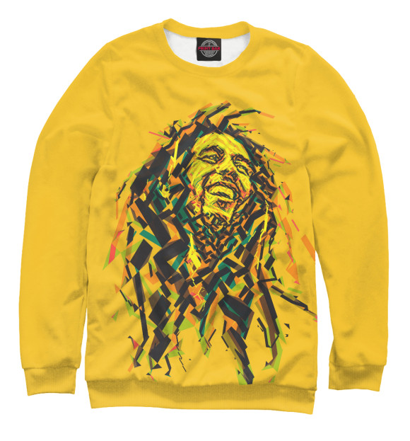 Мужской свитшот с изображением Bob Marley арт цвета Белый