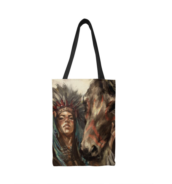 Сумка-шоппер с изображением Индейская воительница цвета 