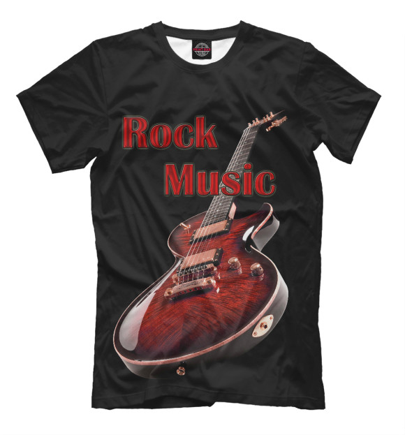 Мужская футболка с изображением Rock Music / Рок Музыка цвета Черный
