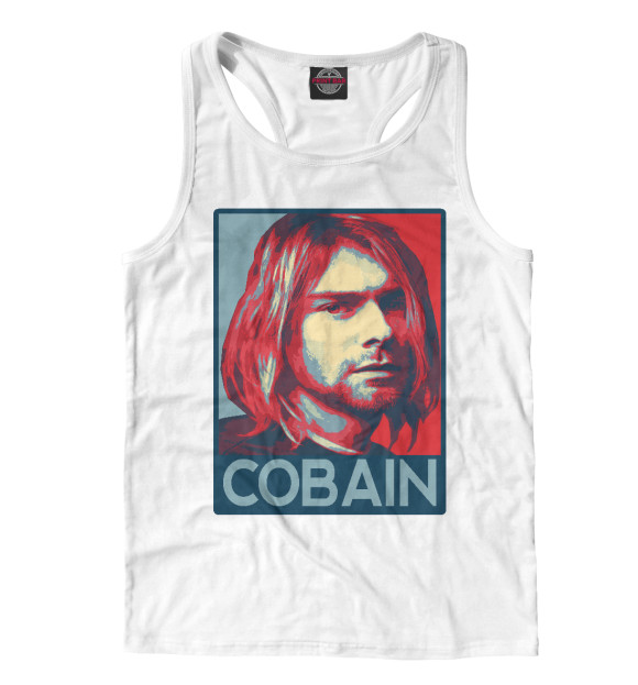 Мужская майка-борцовка с изображением Kurt Cobain (Nirvana) цвета Белый