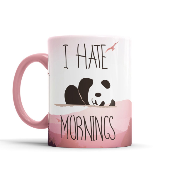 Кружка с изображением I Hate Mornings цвета розовый