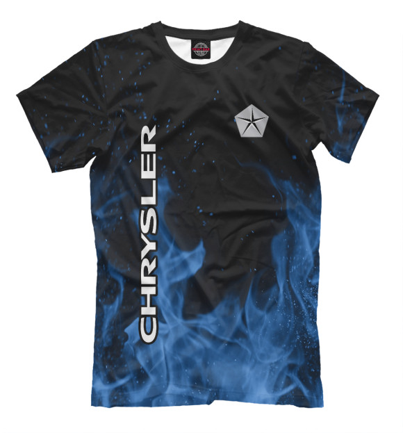 Мужская футболка с изображением Chrysler blue fire цвета Черный