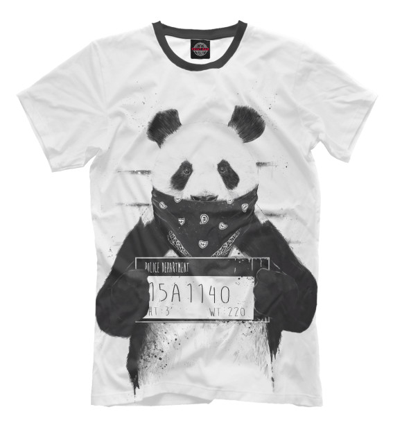 Мужская футболка с изображением Панда арестован цвета Молочно-белый