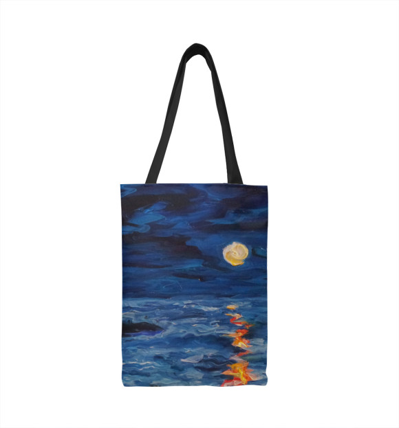 Сумка-шоппер с изображением Луна и море цвета 