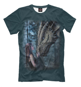 Мужская футболка Девушка и дракон