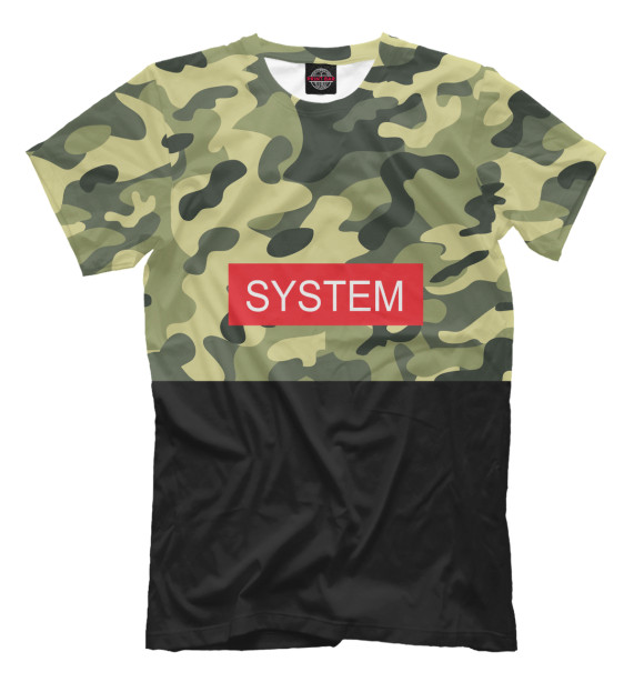 Мужская футболка с изображением System полукамуфляжный цвета Молочно-белый