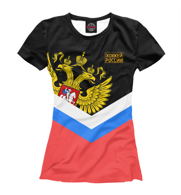 Женская футболка с изображением Хоккей России цвета Белый