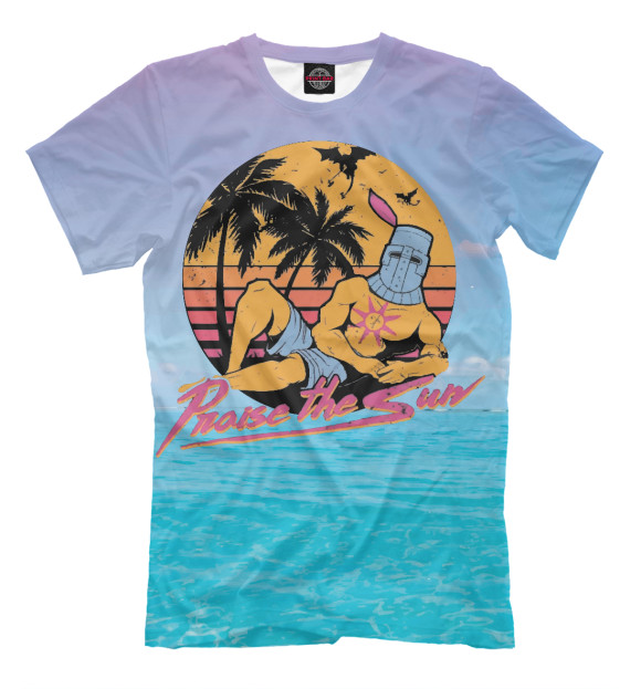 Мужская футболка с изображением Пляжный Dark Souls цвета Молочно-белый