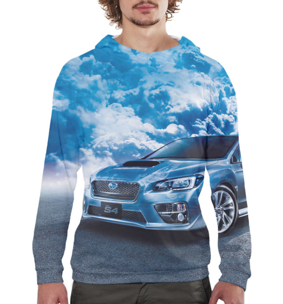 Мужское худи с изображением Subaru цвета Белый