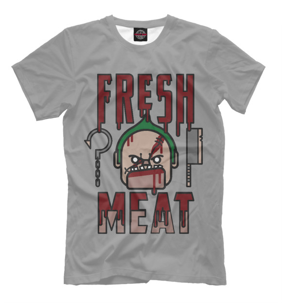 Мужская футболка с изображением Fresh Meat цвета Серый