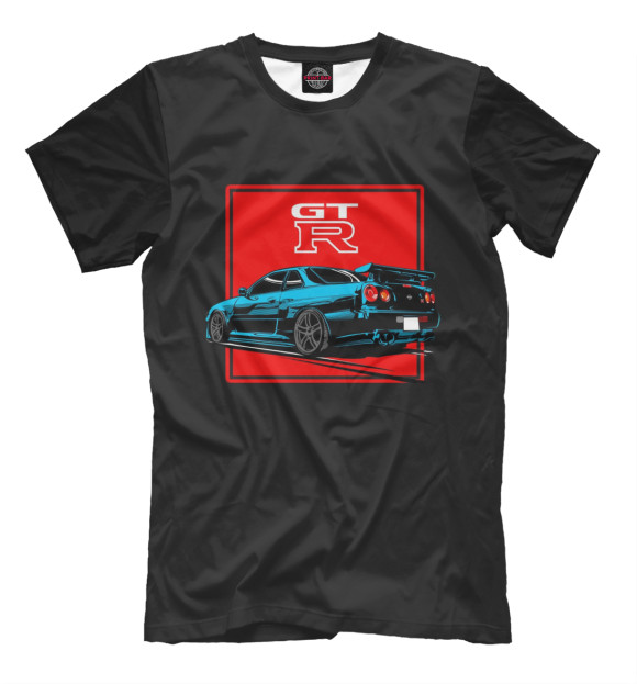 Мужская футболка с изображением Nissan Skyline Gtr R34 цвета Черный