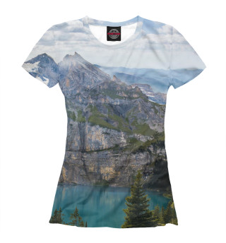 Женская футболка Озеро в Горах