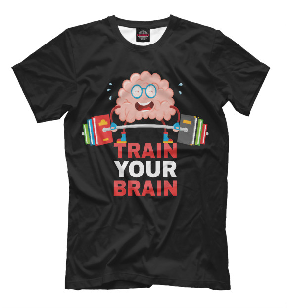 Мужская футболка с изображением Train your brain цвета Белый
