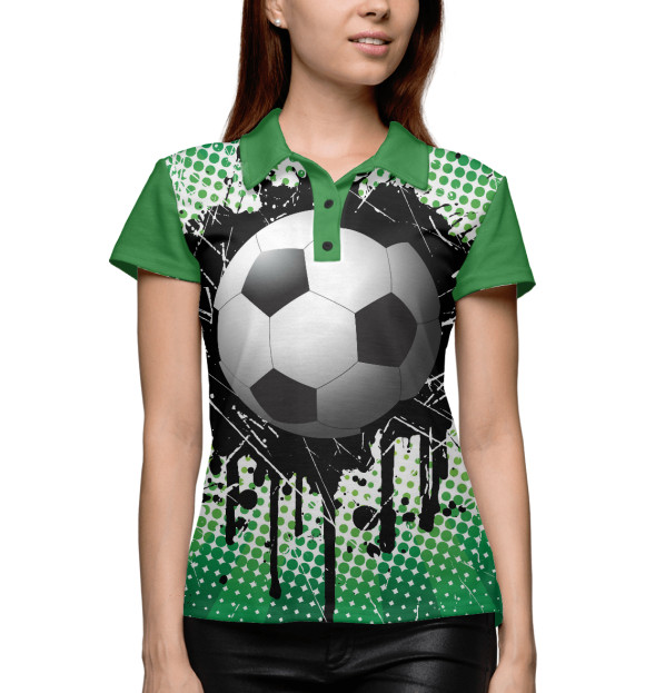 Женское поло с изображением Футбол цвета Белый