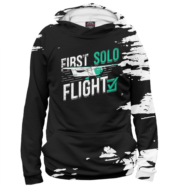 Женское худи с изображением First Solo Flight Pilot цвета Белый