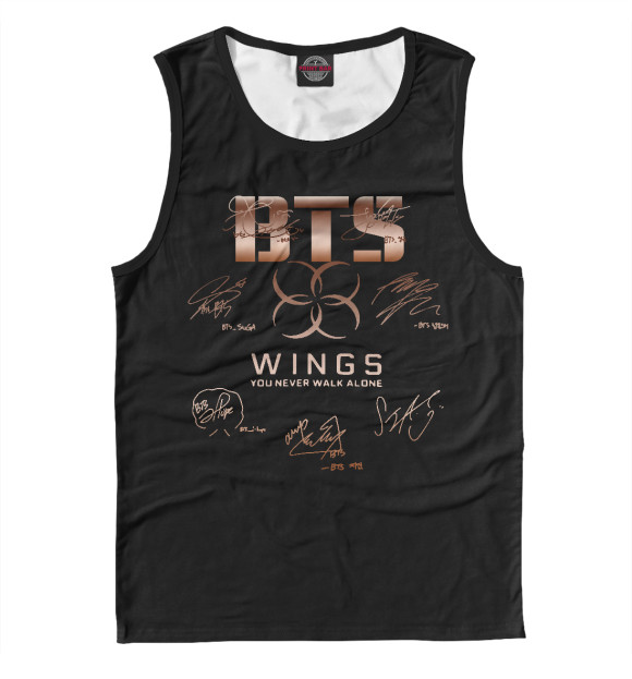 Майка для мальчика с изображением BTS Wings автографы цвета Белый