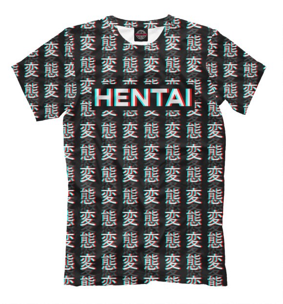 Мужская футболка с изображением Hentai glitch цвета Белый