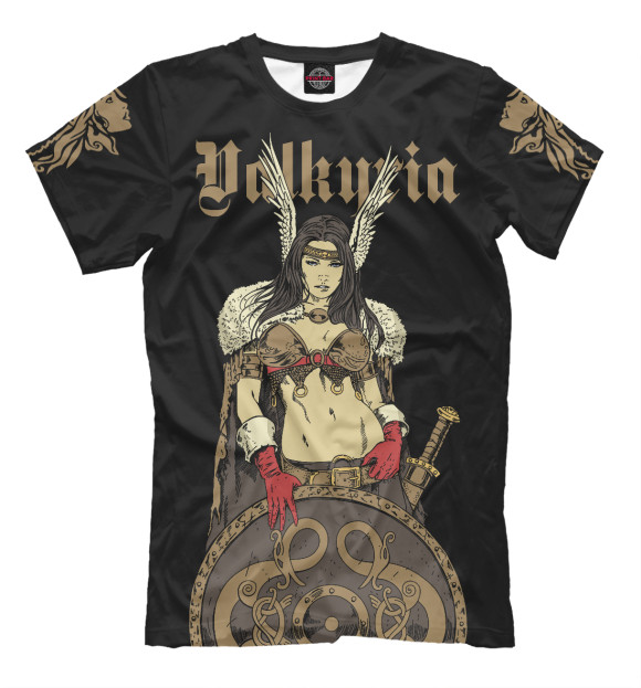 Мужская футболка с изображением Валькирия - дева воительница цвета Белый