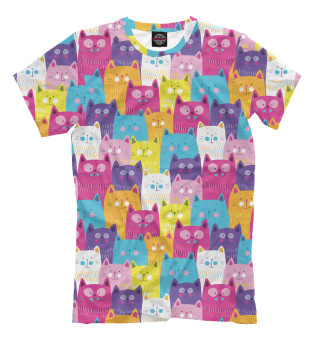 Мужская футболка Разноцветные котики