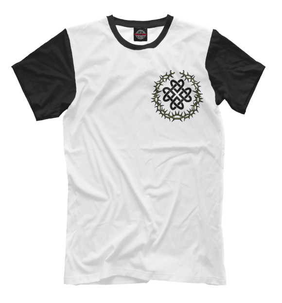 Мужская футболка с изображением Оберег любви Узел Сердце цвета Белый