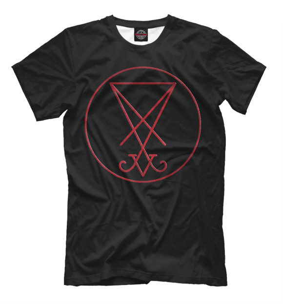 Мужская футболка с изображением Satanic Sigil цвета Черный