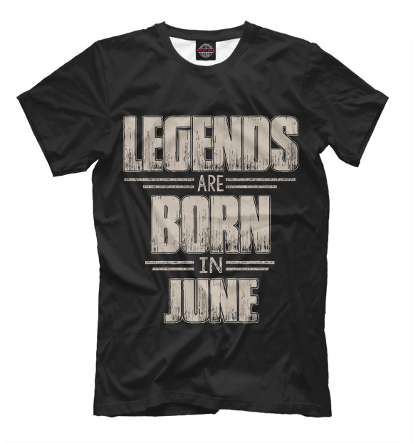 Мужская футболка с изображением Июнь - рождение легенды цвета Черный