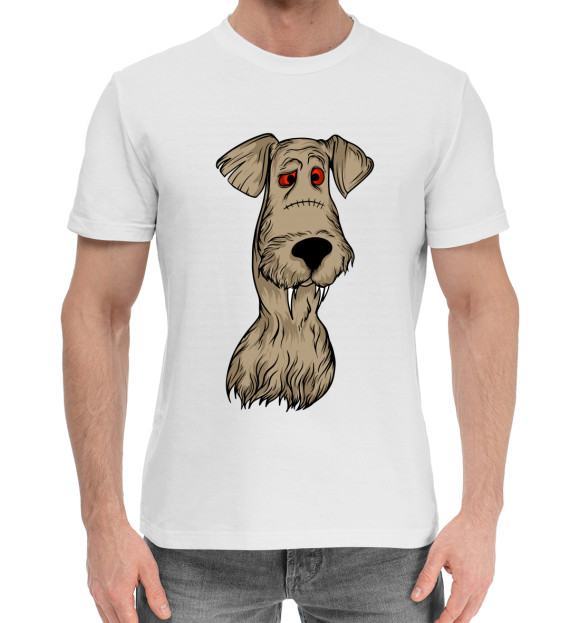 Мужская хлопковая футболка с изображением Собака цвета Белый