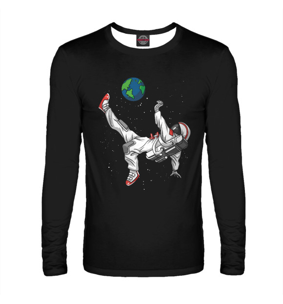 Мужской лонгслив с изображением Space Astronaut Soccer цвета Белый