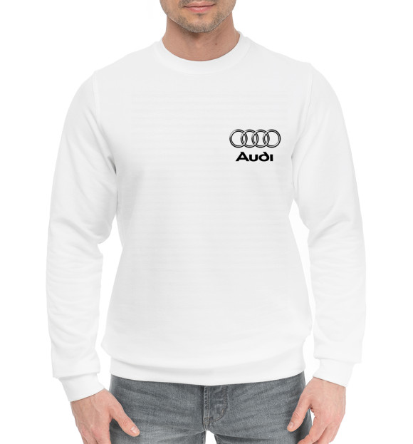 Мужской хлопковый свитшот с изображением Audi цвета Белый