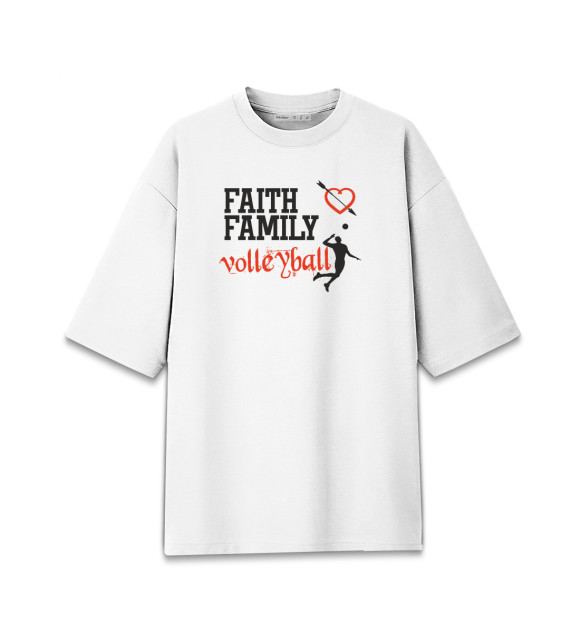 Женская футболка оверсайз с изображением Волейбольная семья цвета Белый