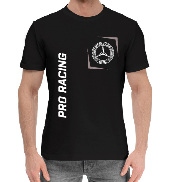 Мужская хлопковая футболка с изображением Mercedes - Pro Racing цвета Черный