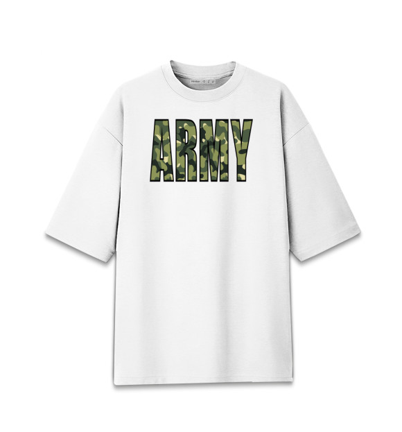 Мужская футболка оверсайз с изображением Армия, надпись ARMY цвета Белый