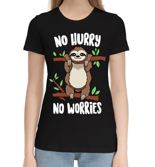 Хлопковая футболка для девочек No hurry, no worries