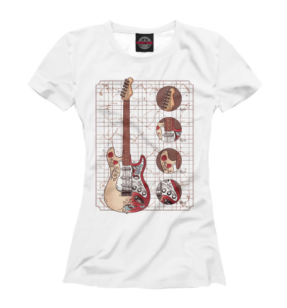 Женская футболка с изображением Monterey Stratocaster цвета Белый