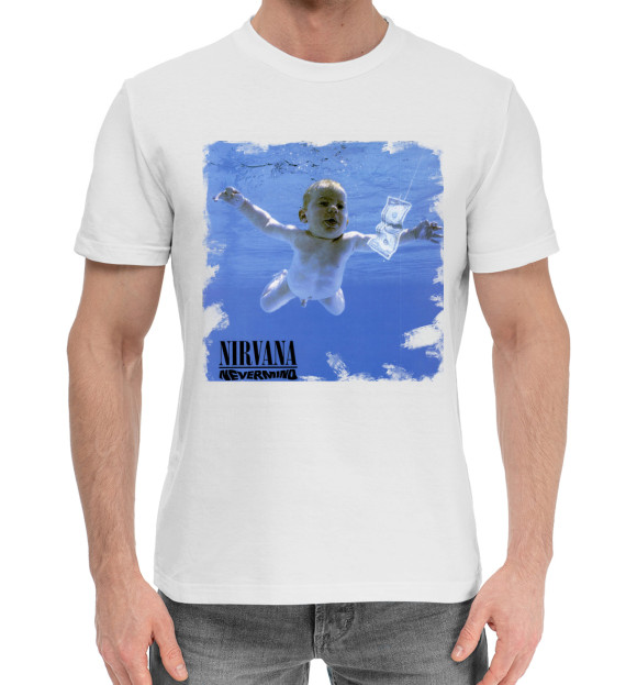 Мужская хлопковая футболка с изображением Nirvana цвета Белый