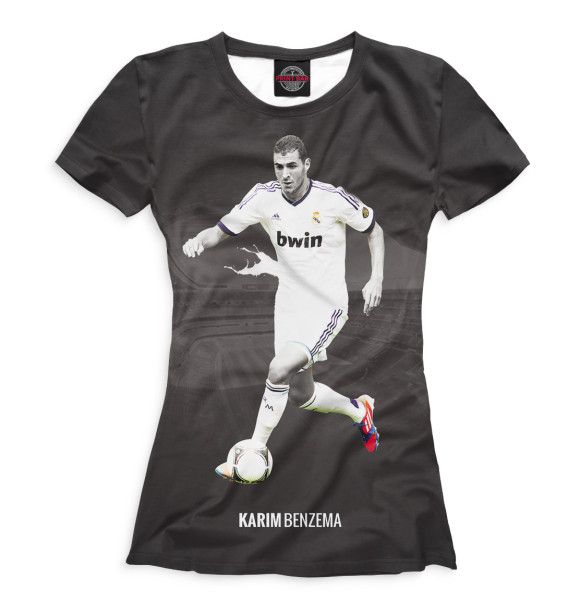 Футболка для девочек с изображением Карим Бензема цвета Белый
