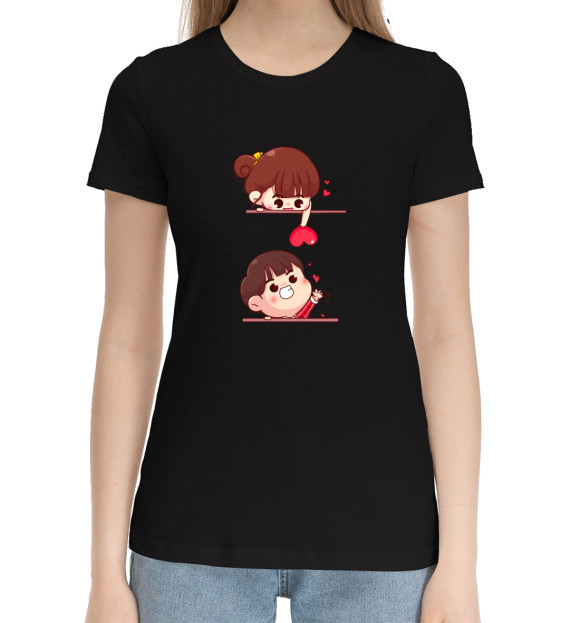 Женская хлопковая футболка с изображением Любовь цвета Черный