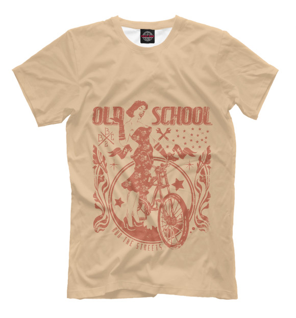Мужская футболка с изображением Old School Lady цвета Бежевый